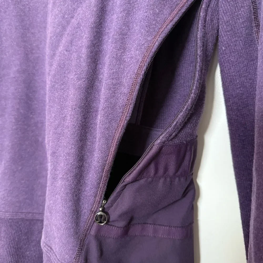 Lululemon Ruffled Up Pullover Womens Sz 4 Purple Crew Neck Long Sleeve Athletic